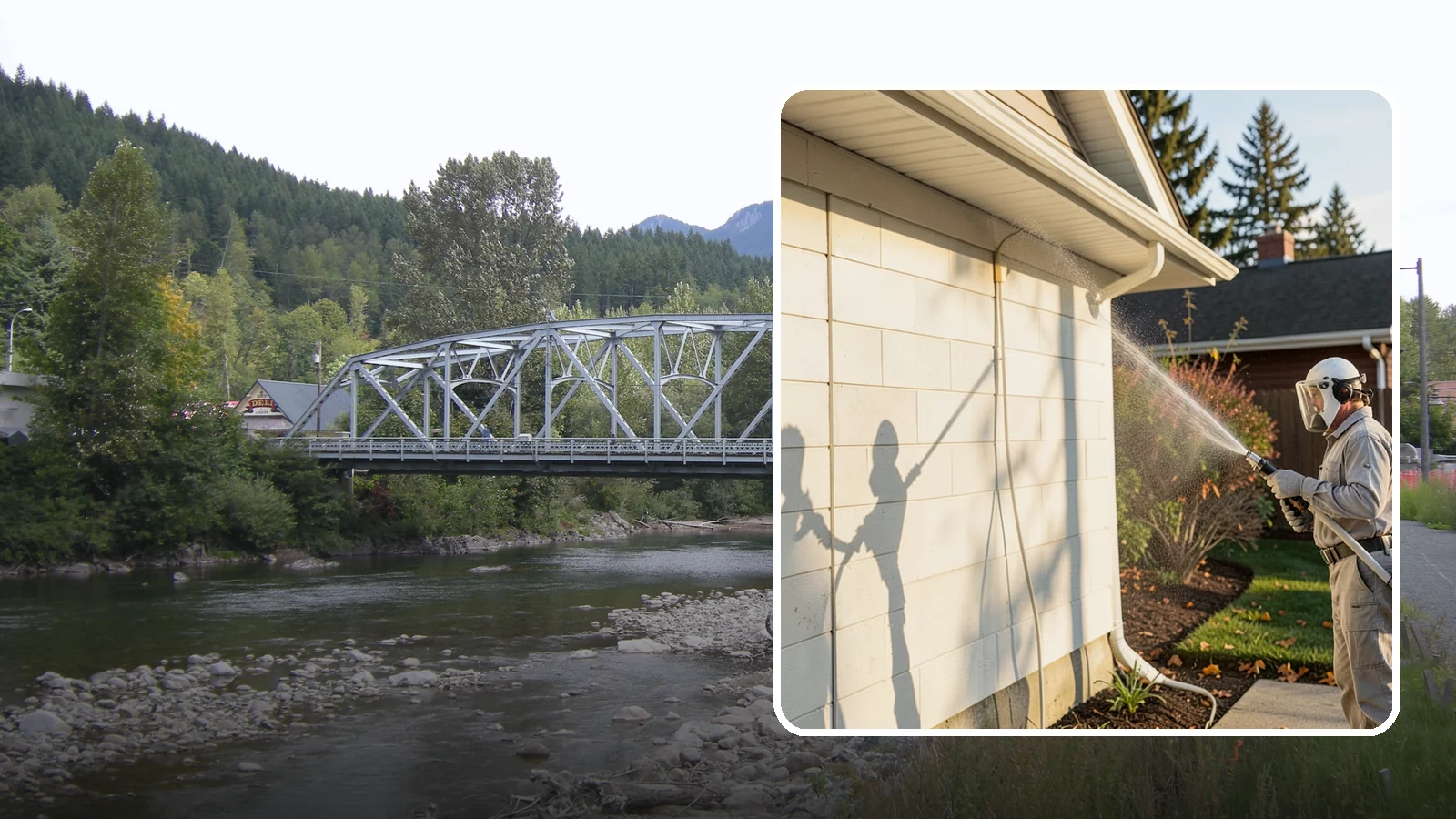 Block Wall Cleaning in Skykomish, King County, WA - Wash CMU block walls to clear the algae and efflorescence that thrive on porous concrete masonry.