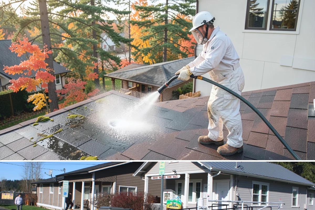 Block Wall Cleaning in South Prairie, Pierce County, WA - Summer is preferable because dry block accepts treatment more evenly and efflorescence is easier to resolve when the wall is not...