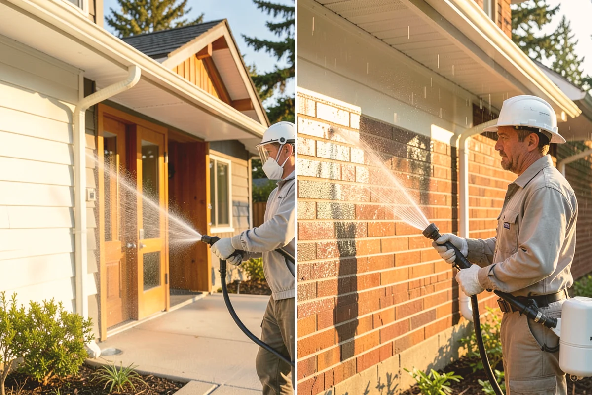 Block Wall Cleaning in Stanwood, Snohomish County, WA - Protect the base and adjacent surfaces