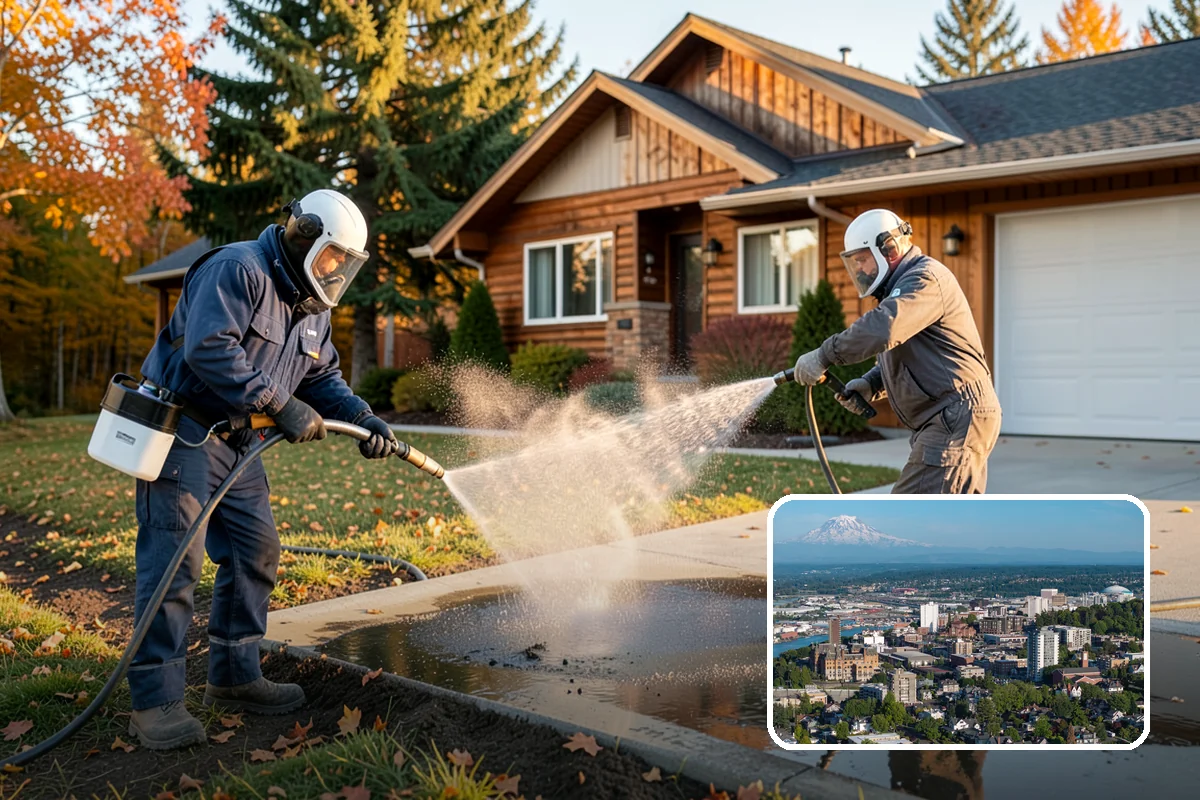 Block Wall Cleaning in Tacoma, Pierce County, WA - Clears algae from highly porous block faces