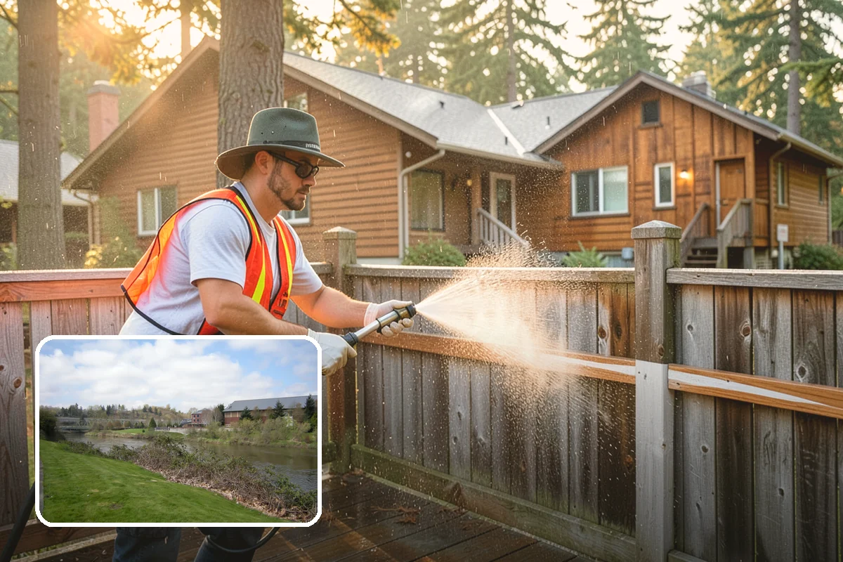 Block Wall Cleaning in Tukwila, King County, WA - Clears algae from highly porous block faces