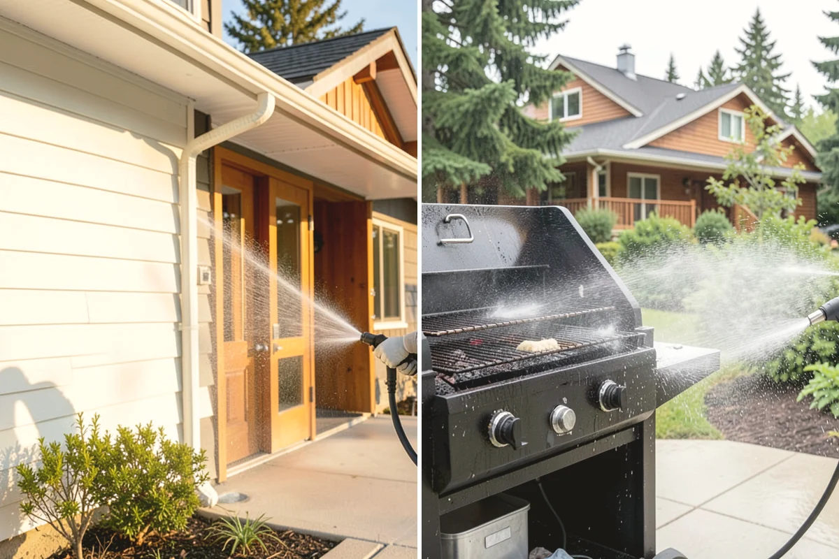 Block Wall Cleaning in Tukwila, King County, WA - Protect the base and adjacent surfaces