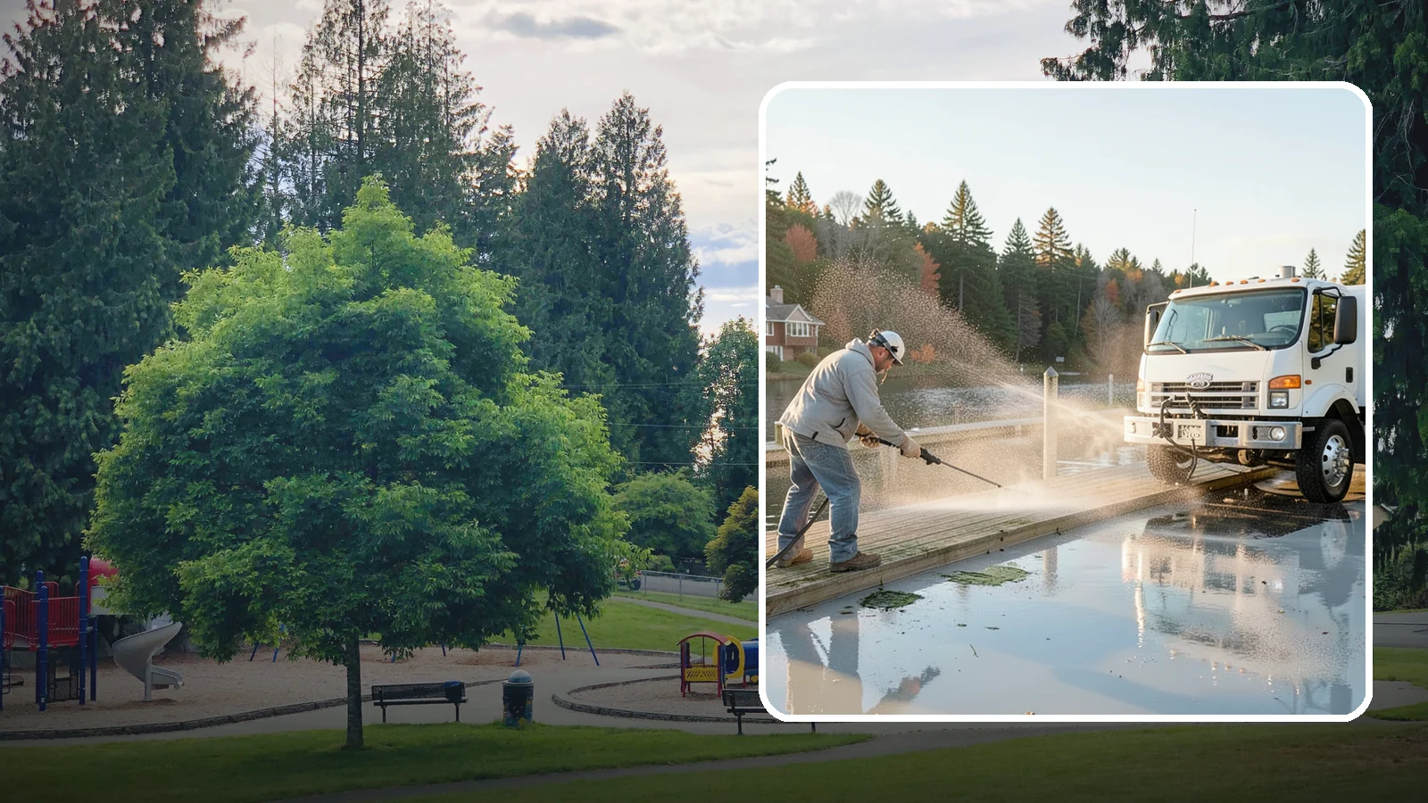 Boat Dock Cleaning in Bonney Lake, Pierce County, WA - We clean boat docks across Washington waterfronts to remove slick algae, moss, and waterline grime.