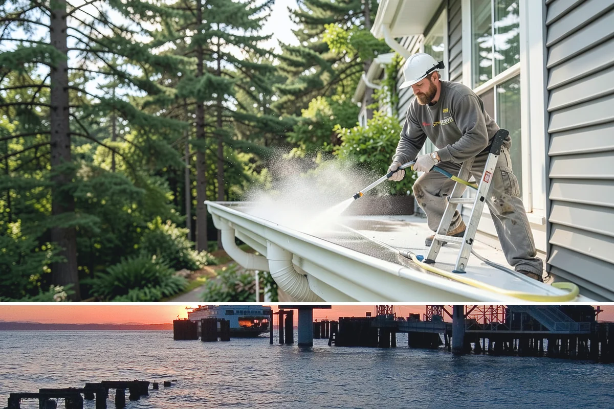 Boat Dock Cleaning in Edmonds, Snohomish County, WA - Docks are best cleaned in late spring ahead of boating season, with a fall touch-up to clear summer algae buildup.
