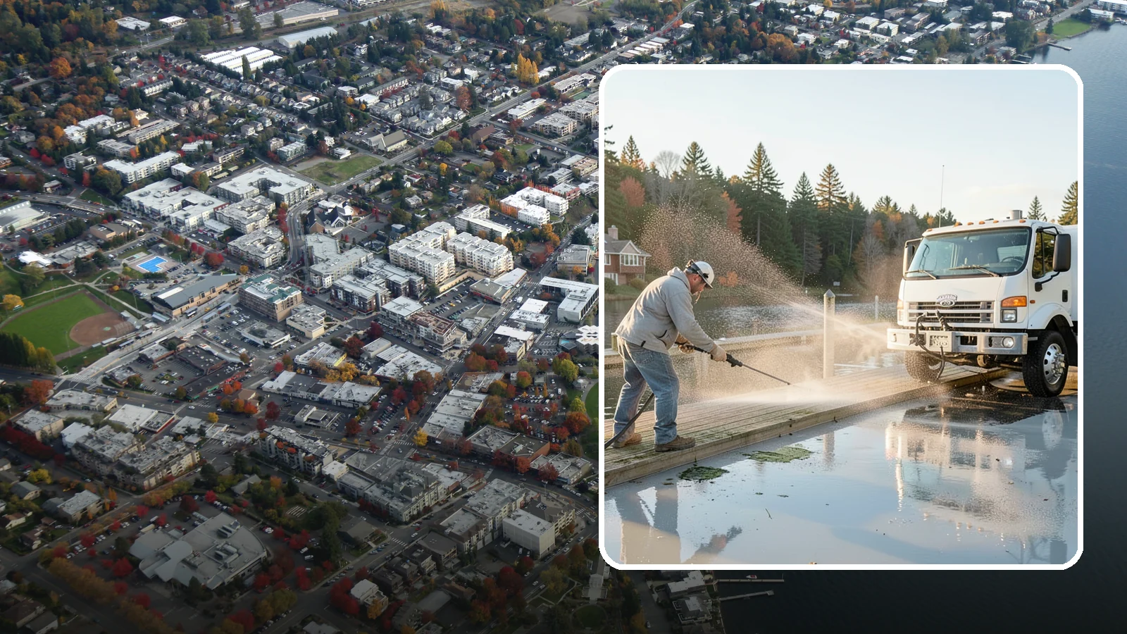 Boat Dock Cleaning in Kirkland, King County, WA - We clean boat docks across Washington waterfronts to remove slick algae, moss, and waterline grime.