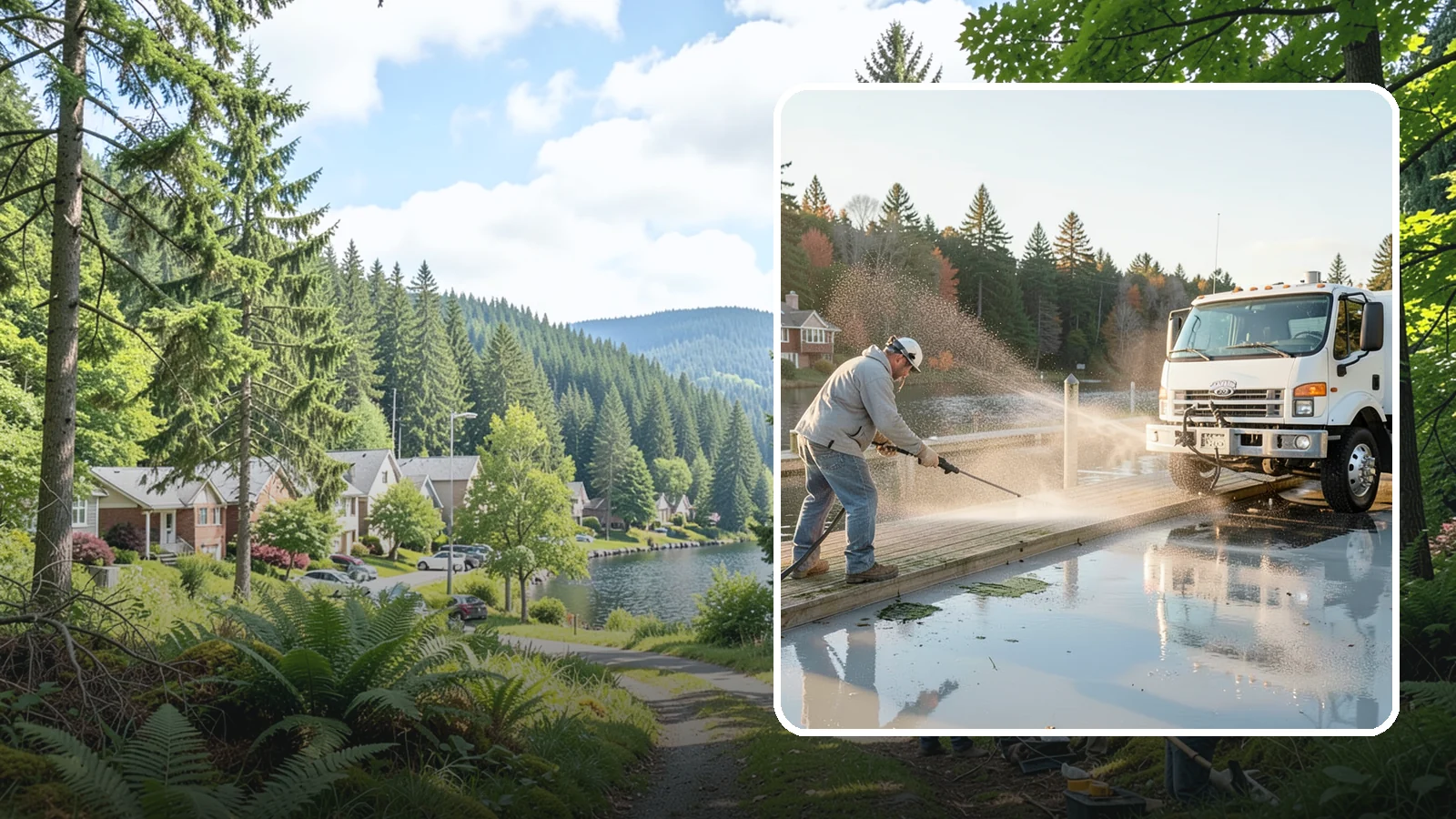Boat Dock Cleaning in Lake Forest Park, King County, WA - We clean boat docks across Washington waterfronts to remove slick algae, moss, and waterline grime.