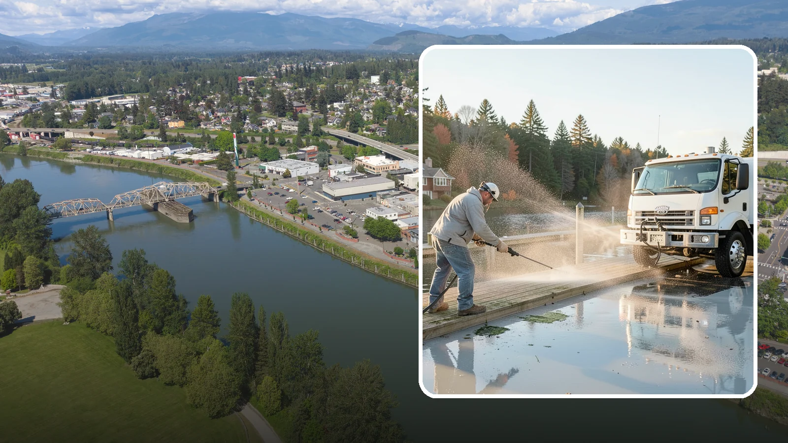Boat Dock Cleaning in Mount Vernon, Skagit County, WA - We clean boat docks across Washington waterfronts to remove slick algae, moss, and waterline grime.