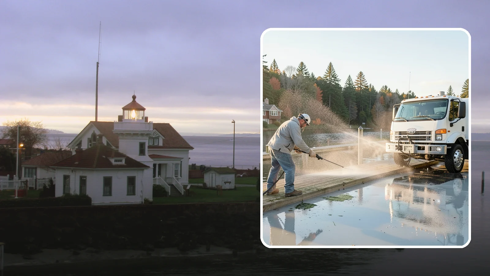 Boat Dock Cleaning in Mukilteo, Snohomish County, WA - We clean boat docks across Washington waterfronts to remove slick algae, moss, and waterline grime.