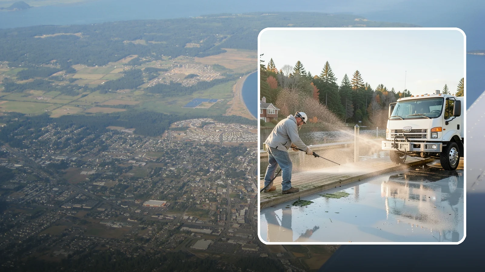 Boat Dock Cleaning in Oak Harbor, Island County, WA - We clean boat docks across Washington waterfronts to remove slick algae, moss, and waterline grime.