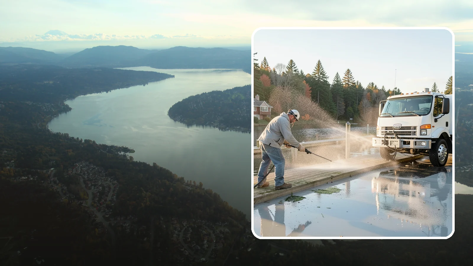Boat Dock Cleaning in Sammamish, King County, WA - We clean boat docks across Washington waterfronts to remove slick algae, moss, and waterline grime.