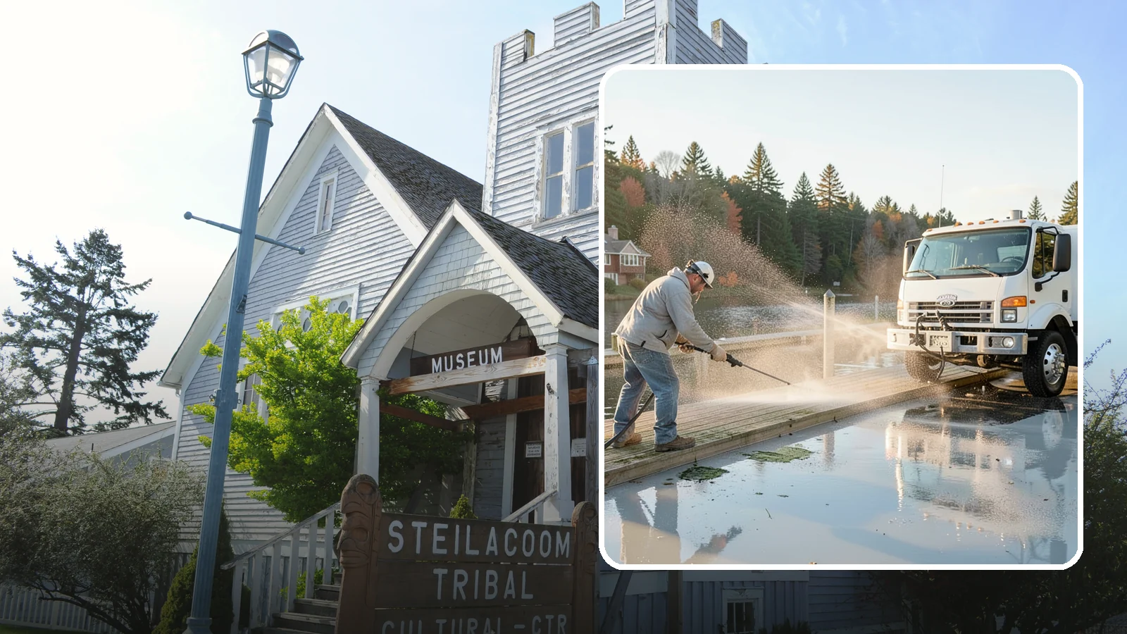 Boat Dock Cleaning in Steilacoom, Pierce County, WA - We clean boat docks across Washington waterfronts to remove slick algae, moss, and waterline grime.