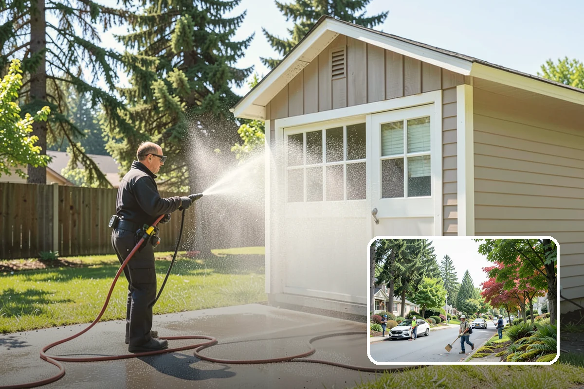 Breezeway Cleaning in Beaux Arts Village, King County, WA - Clears moss and slick film from the walkway floor