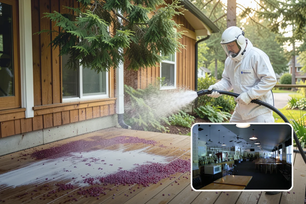 Breezeway Cleaning in Black Diamond, King County, WA - Clears moss and slick film from the walkway floor