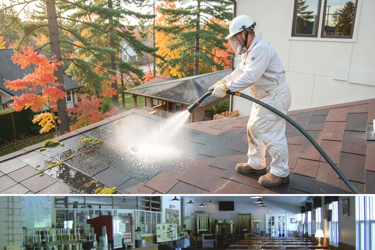 Breezeway Cleaning in Black Diamond, King County, WA - Wash breezeways in spring to clear winter moss and slick buildup before heavier warm-season foot traffic.