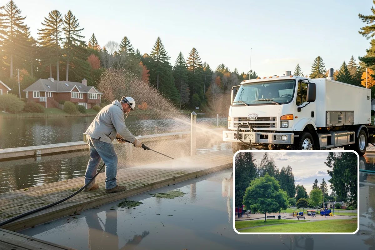 Breezeway Cleaning in Bonney Lake, Pierce County, WA - Clears moss and slick film from the walkway floor