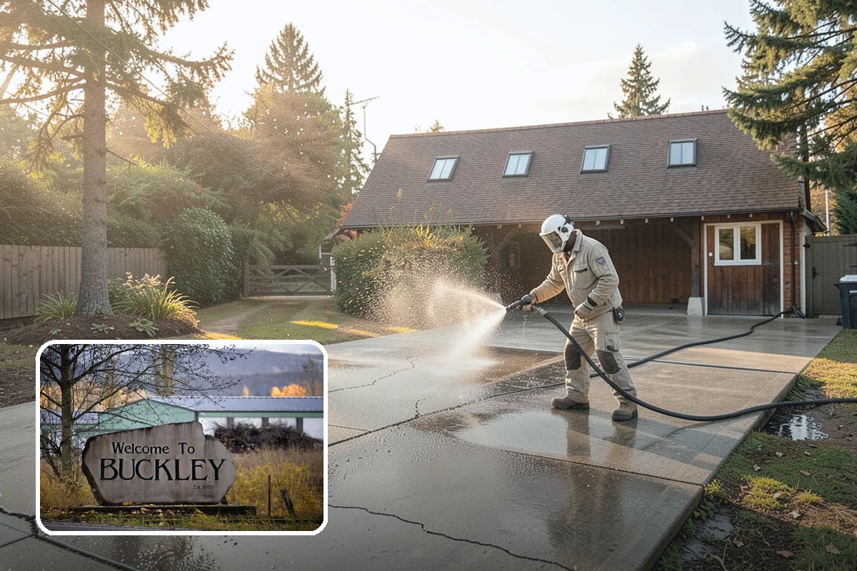 Breezeway Cleaning in Buckley, Pierce County, WA - Clears moss and slick film from the walkway floor