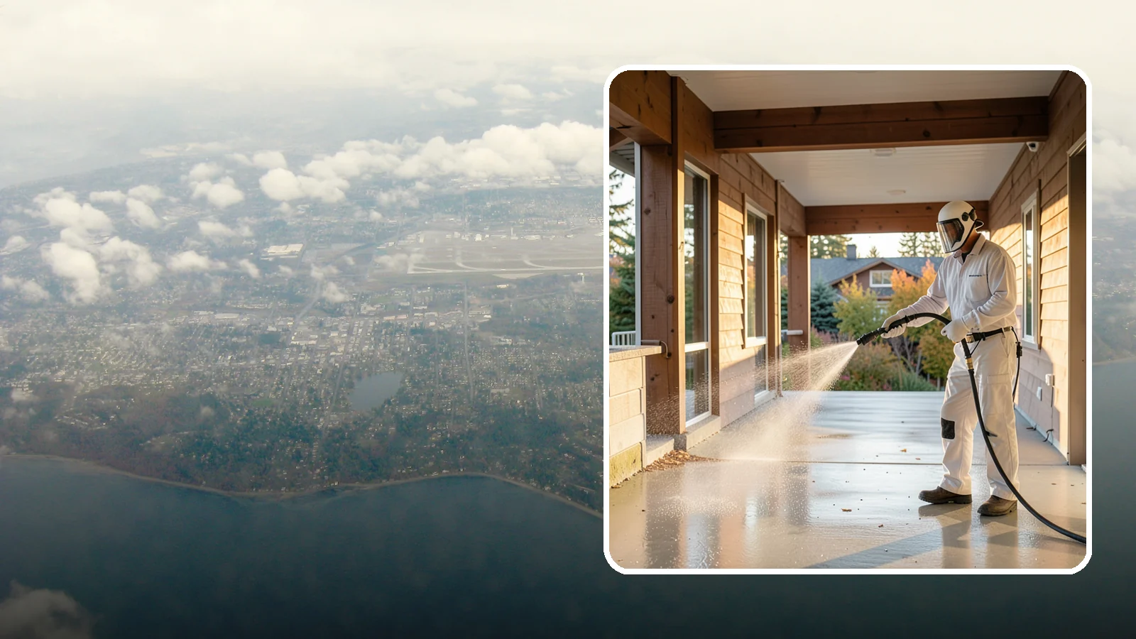 Breezeway Cleaning in Burien, King County, WA - We clean covered breezeways to clear the moss, leaf litter, and grime that funnel through these shaded passages.