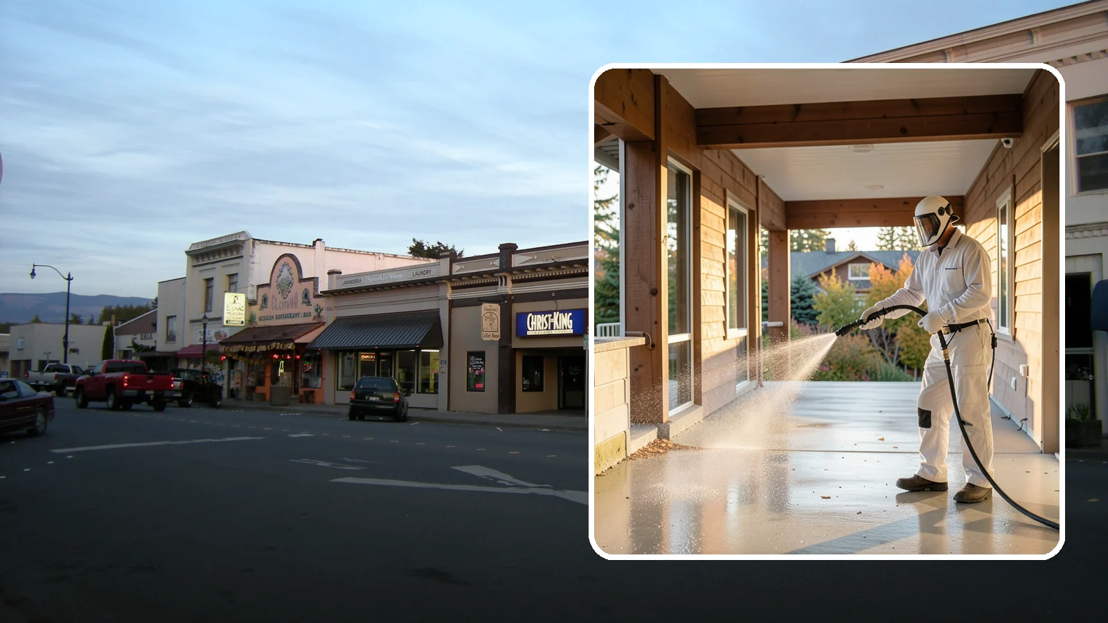 Breezeway Cleaning in Burlington, Skagit County, WA - We clean covered breezeways to clear the moss, leaf litter, and grime that funnel through these shaded passages.