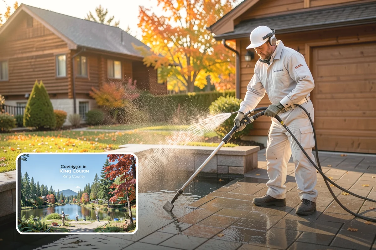 Breezeway Cleaning in Covington, King County, WA - Clears moss and slick film from the walkway floor