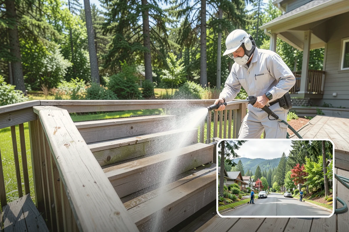 Breezeway Cleaning in Darrington, Snohomish County, WA - Clears moss and slick film from the walkway floor