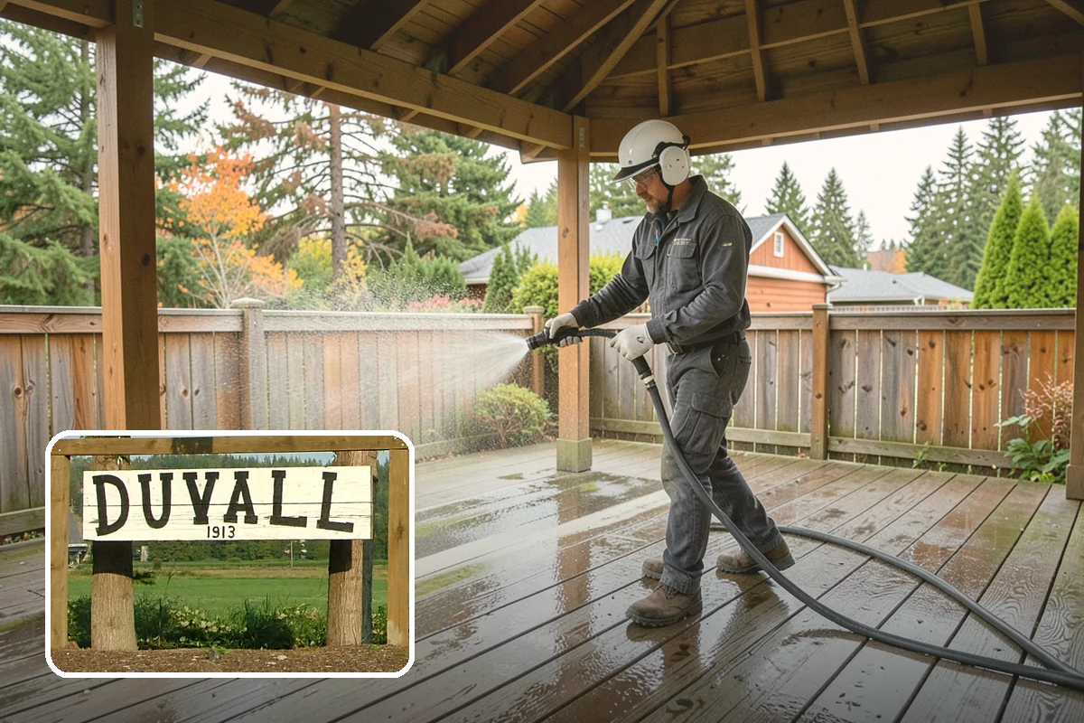 Breezeway Cleaning in Duvall, King County, WA - Clears moss and slick film from the walkway floor
