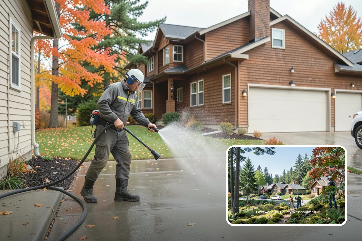 Breezeway Cleaning in Edgewood, Pierce County, WA - Clears moss and slick film from the walkway floor