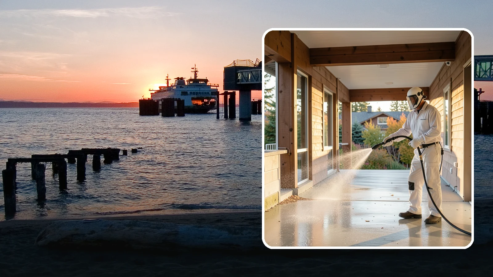 Breezeway Cleaning in Edmonds, Snohomish County, WA - We clean covered breezeways to clear the moss, leaf litter, and grime that funnel through these shaded passages.