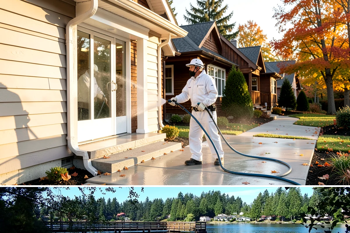 Breezeway Cleaning in Federal Way, King County, WA - Wash breezeways in spring to clear winter moss and slick buildup before heavier warm-season foot traffic.