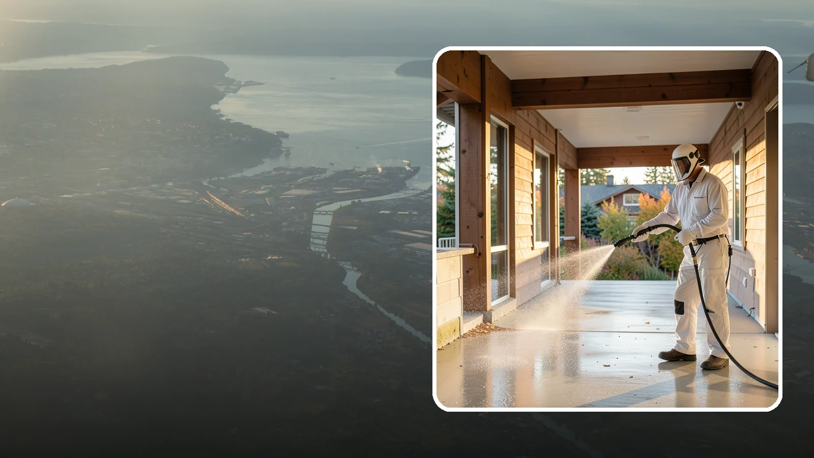 Breezeway Cleaning in Fife, Pierce County, WA - We clean covered breezeways to clear the moss, leaf litter, and grime that funnel through these shaded passages.