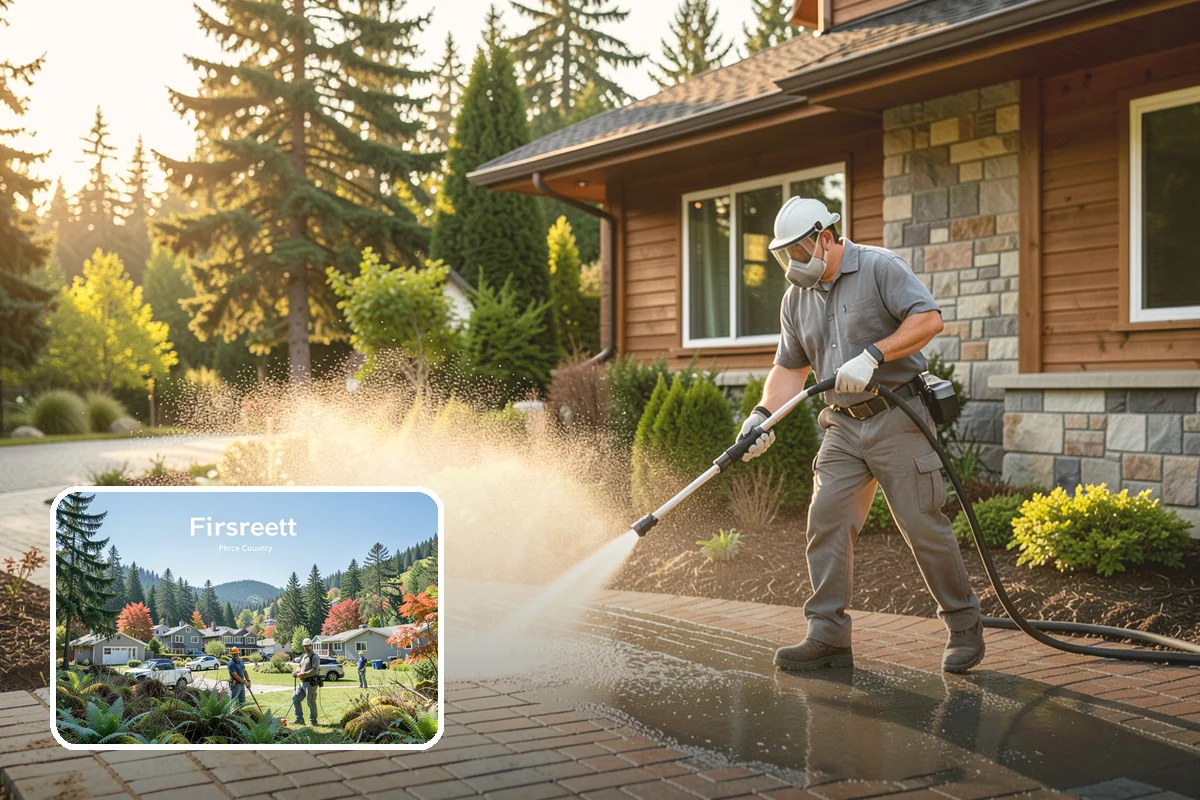 Breezeway Cleaning in Fircrest, Pierce County, WA - Clears moss and slick film from the walkway floor