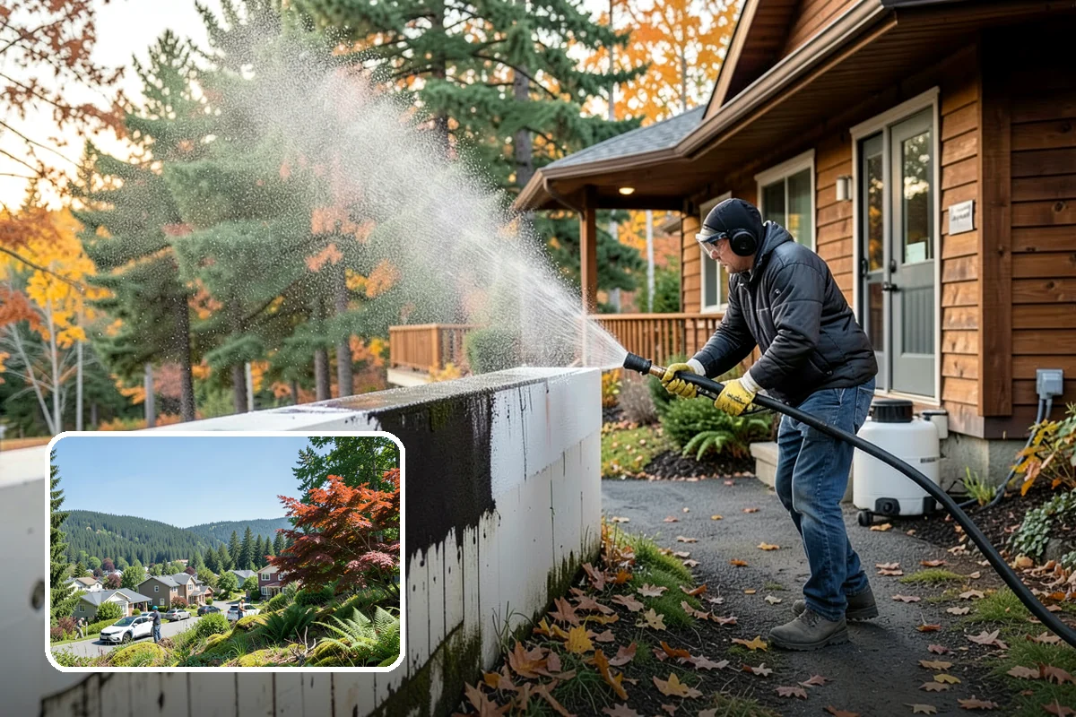 Breezeway Cleaning in Index, Snohomish County, WA - Clears moss and slick film from the walkway floor