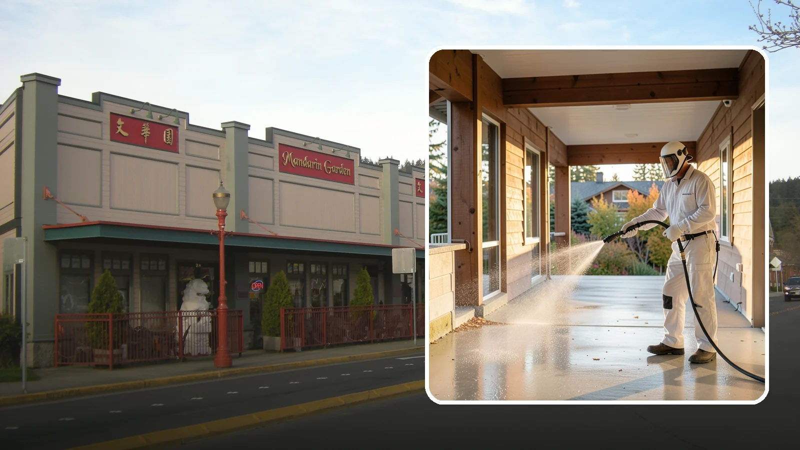 Breezeway Cleaning in Issaquah, King County, WA - We clean covered breezeways to clear the moss, leaf litter, and grime that funnel through these shaded passages.