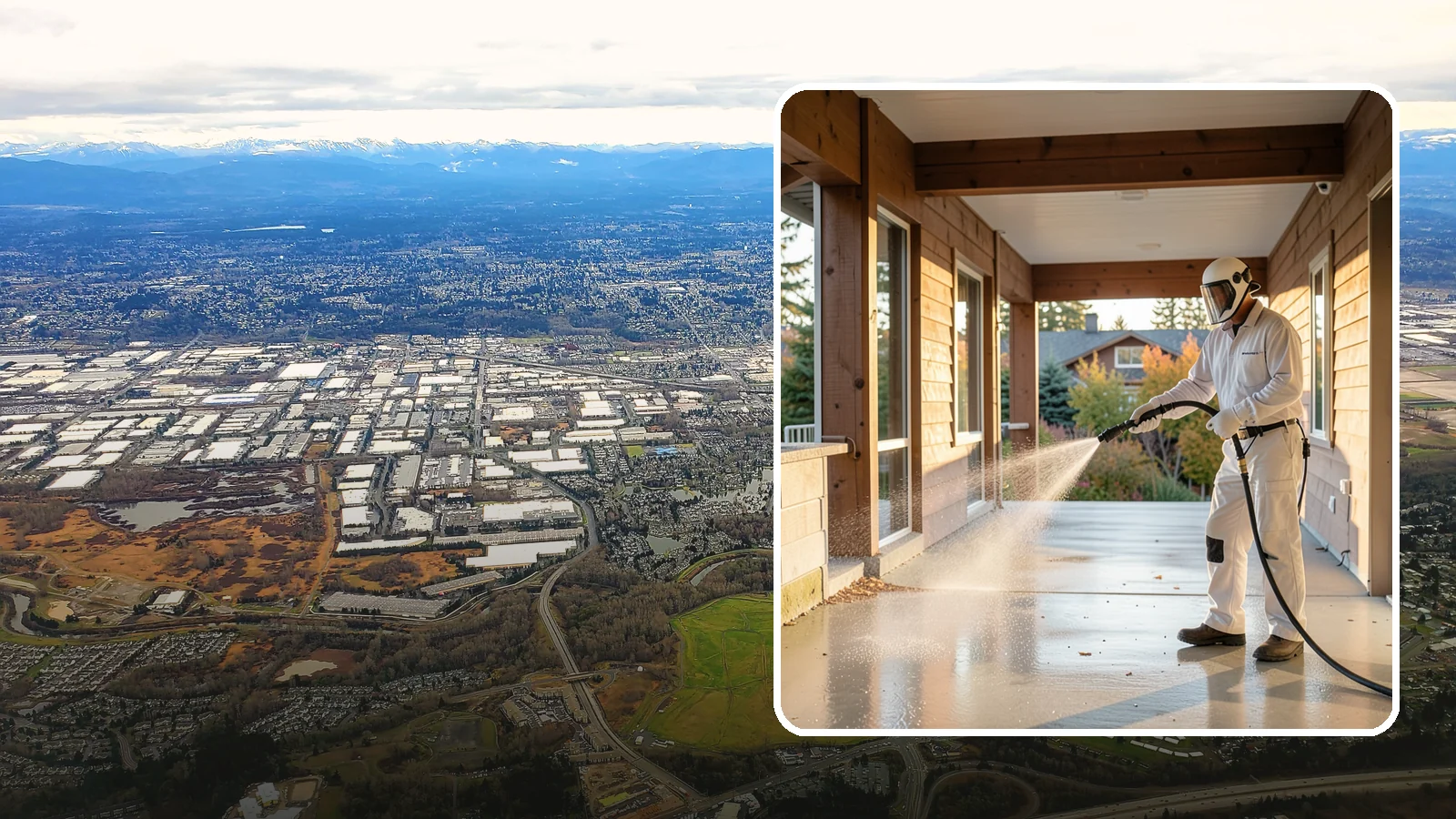 Breezeway Cleaning in Kent, King County, WA - We clean covered breezeways to clear the moss, leaf litter, and grime that funnel through these shaded passages.