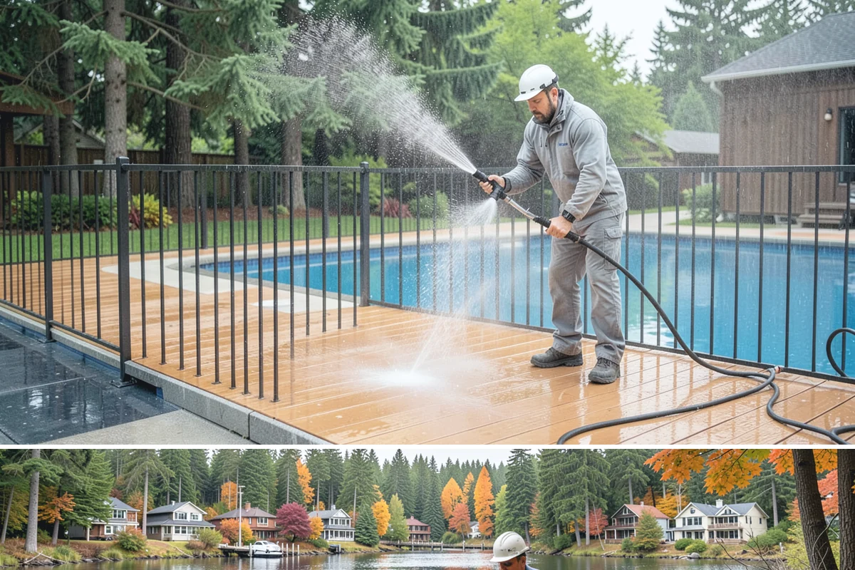 Breezeway Cleaning in La Conner, Skagit County, WA - Wash breezeways in spring to clear winter moss and slick buildup before heavier warm-season foot traffic.