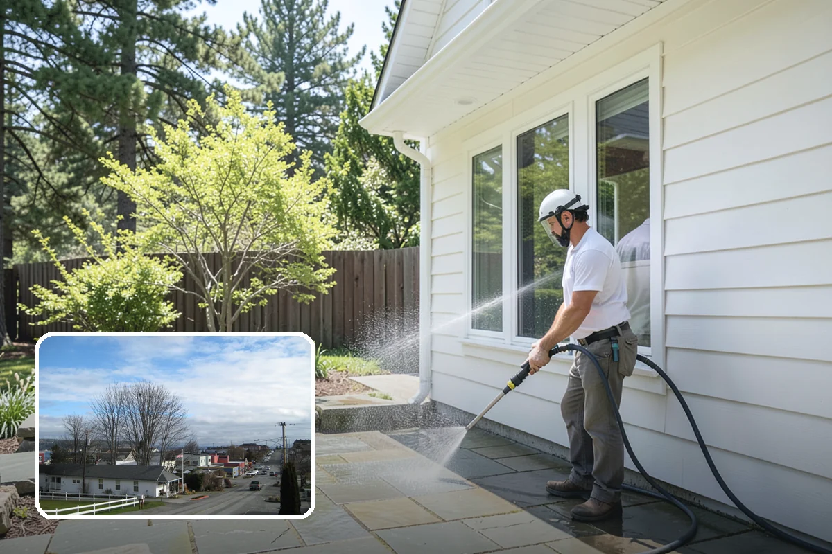 Breezeway Cleaning in Langley, Island County, WA - Clears moss and slick film from the walkway floor