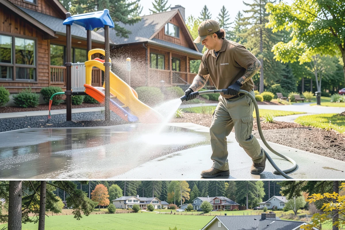 Breezeway Cleaning in Lyman, Skagit County, WA - Wash breezeways in spring to clear winter moss and slick buildup before heavier warm-season foot traffic.