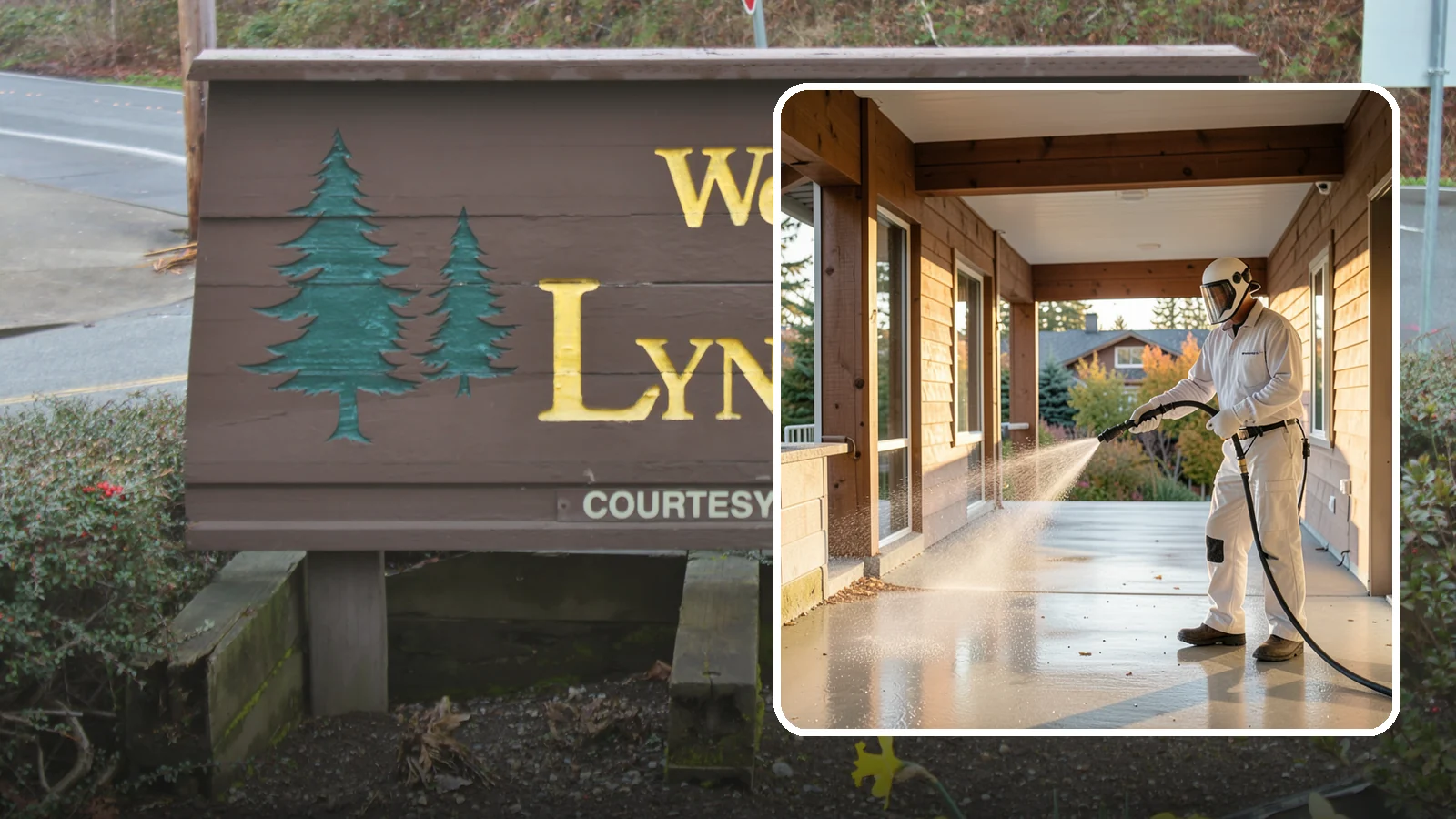 Breezeway Cleaning in Lynnwood, Snohomish County, WA - We clean covered breezeways to clear the moss, leaf litter, and grime that funnel through these shaded passages.