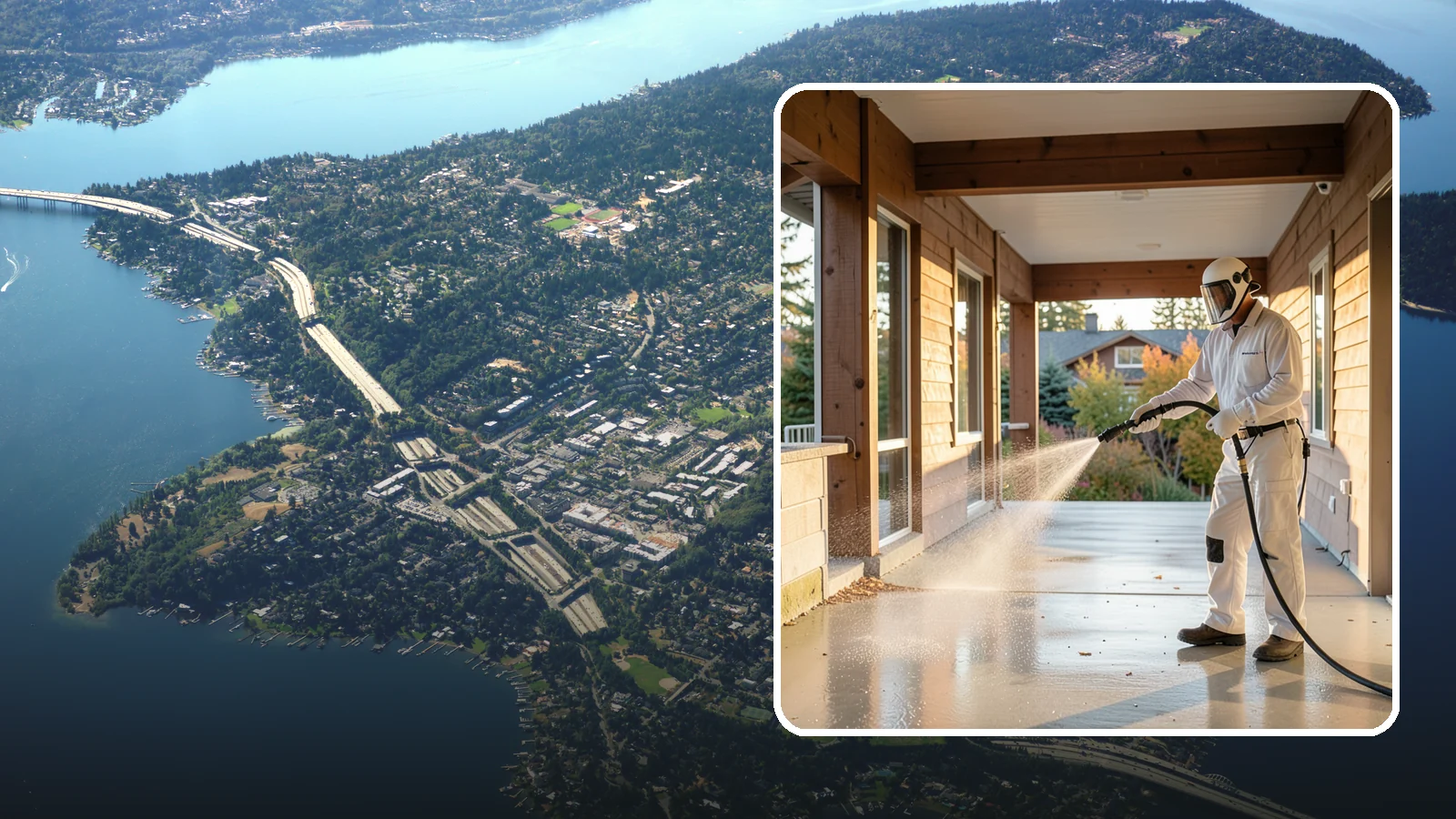 Breezeway Cleaning in Mercer Island, King County, WA - We clean covered breezeways to clear the moss, leaf litter, and grime that funnel through these shaded passages.