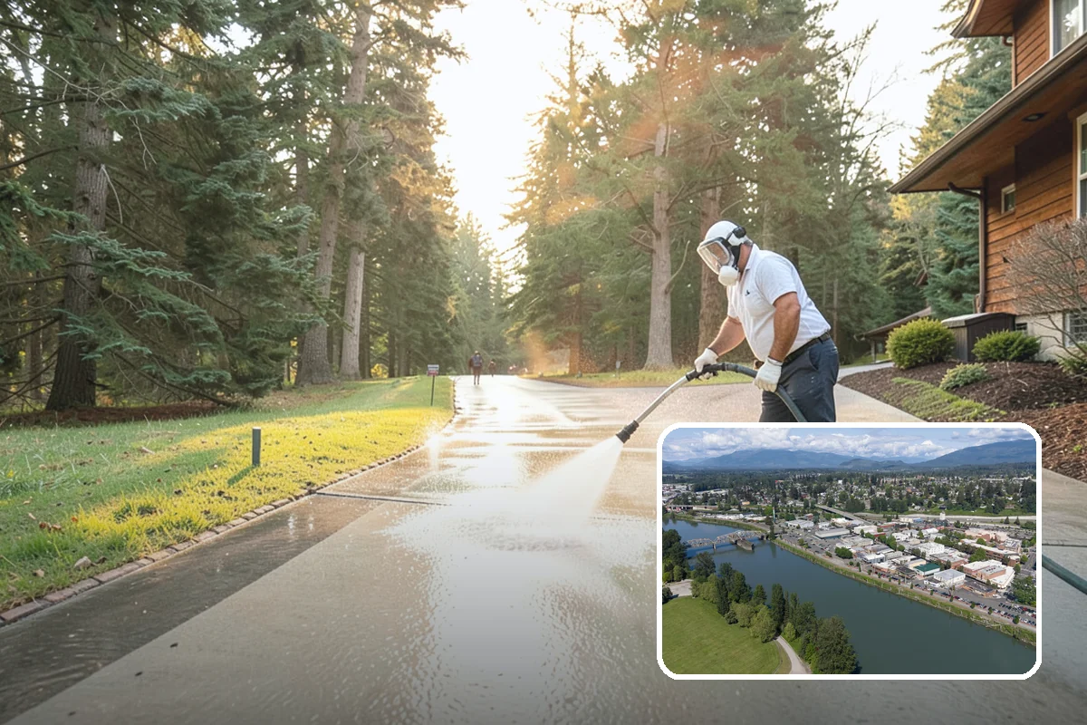 Breezeway Cleaning in Mount Vernon, Skagit County, WA - Clears moss and slick film from the walkway floor