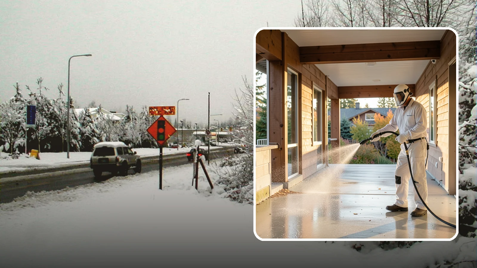 Breezeway Cleaning in Newcastle, King County, WA - We clean covered breezeways to clear the moss, leaf litter, and grime that funnel through these shaded passages.