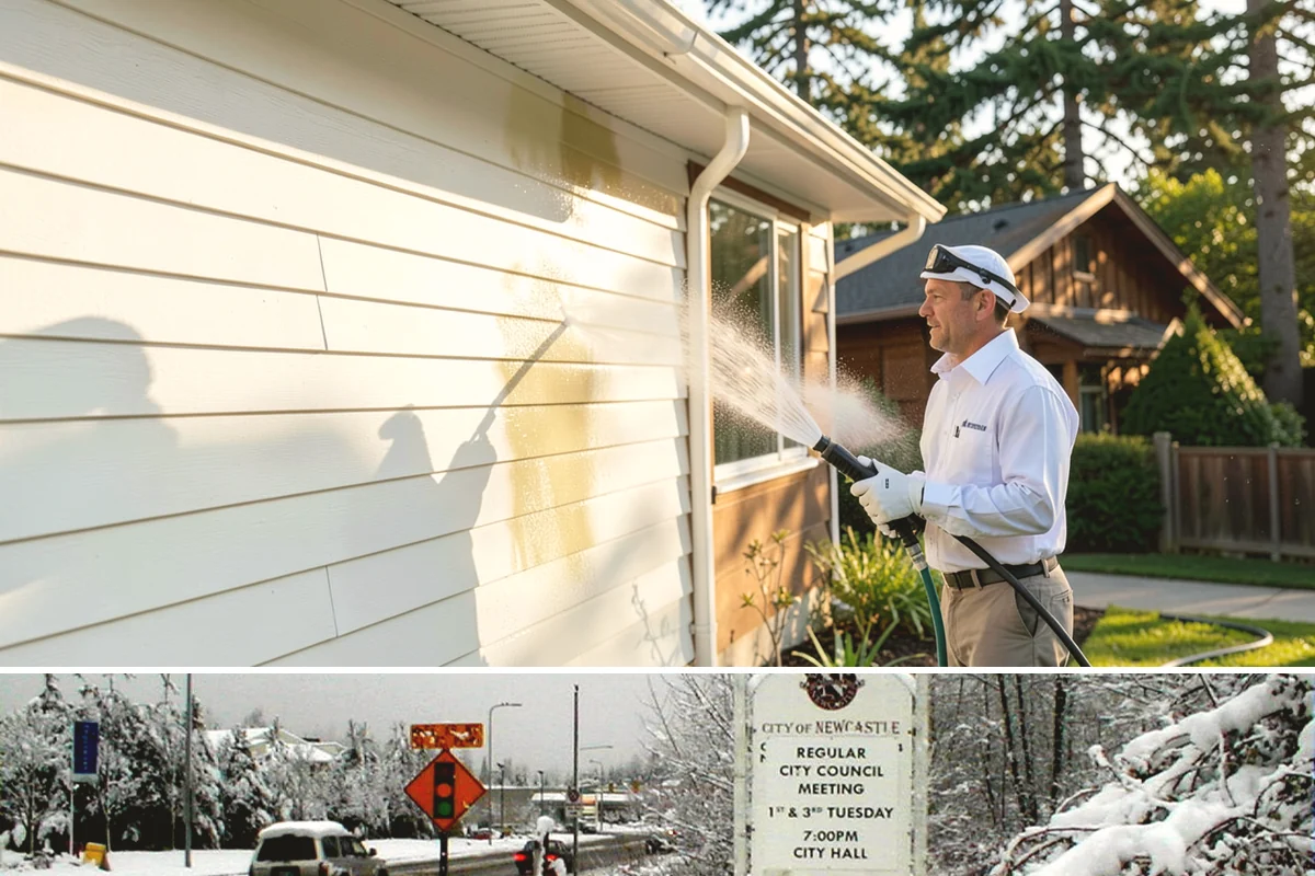 Breezeway Cleaning in Newcastle, King County, WA - Wash breezeways in spring to clear winter moss and slick buildup before heavier warm-season foot traffic.