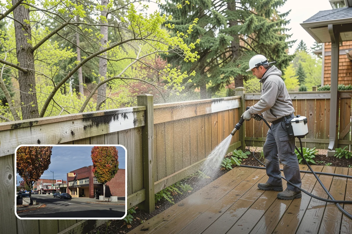 Breezeway Cleaning in Puyallup, Pierce County, WA - Clears moss and slick film from the walkway floor