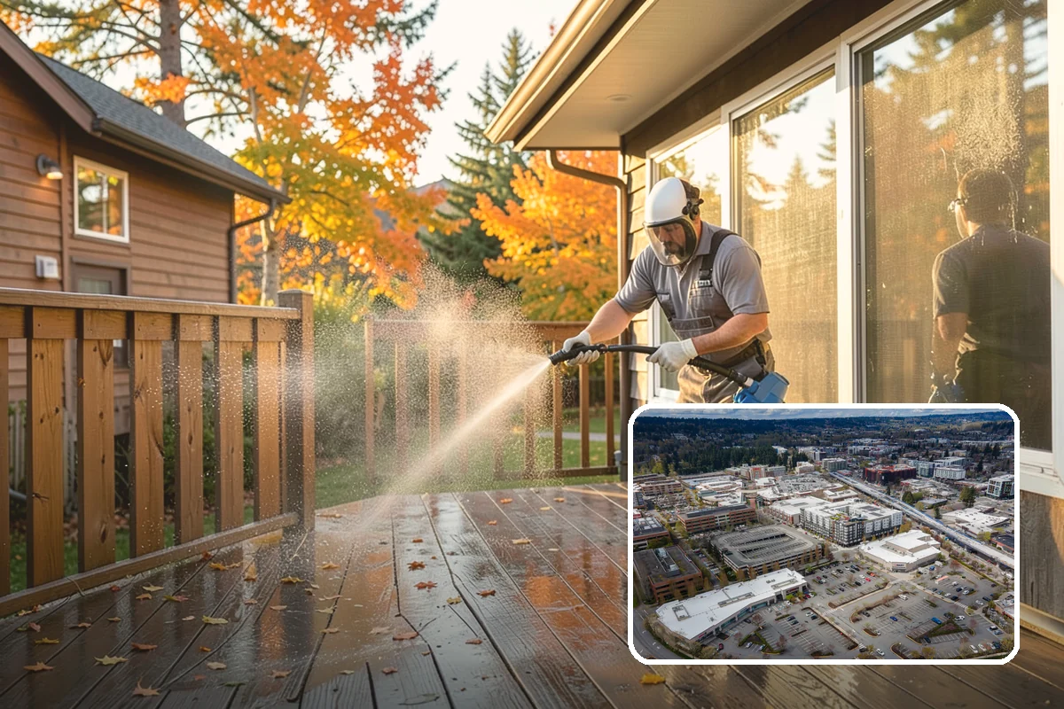 Breezeway Cleaning in Redmond, King County, WA - Clears moss and slick film from the walkway floor