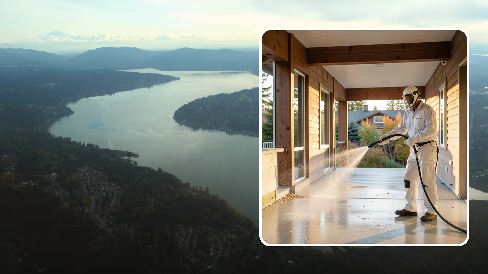 Breezeway Cleaning in Sammamish, King County, WA - We clean covered breezeways to clear the moss, leaf litter, and grime that funnel through these shaded passages.