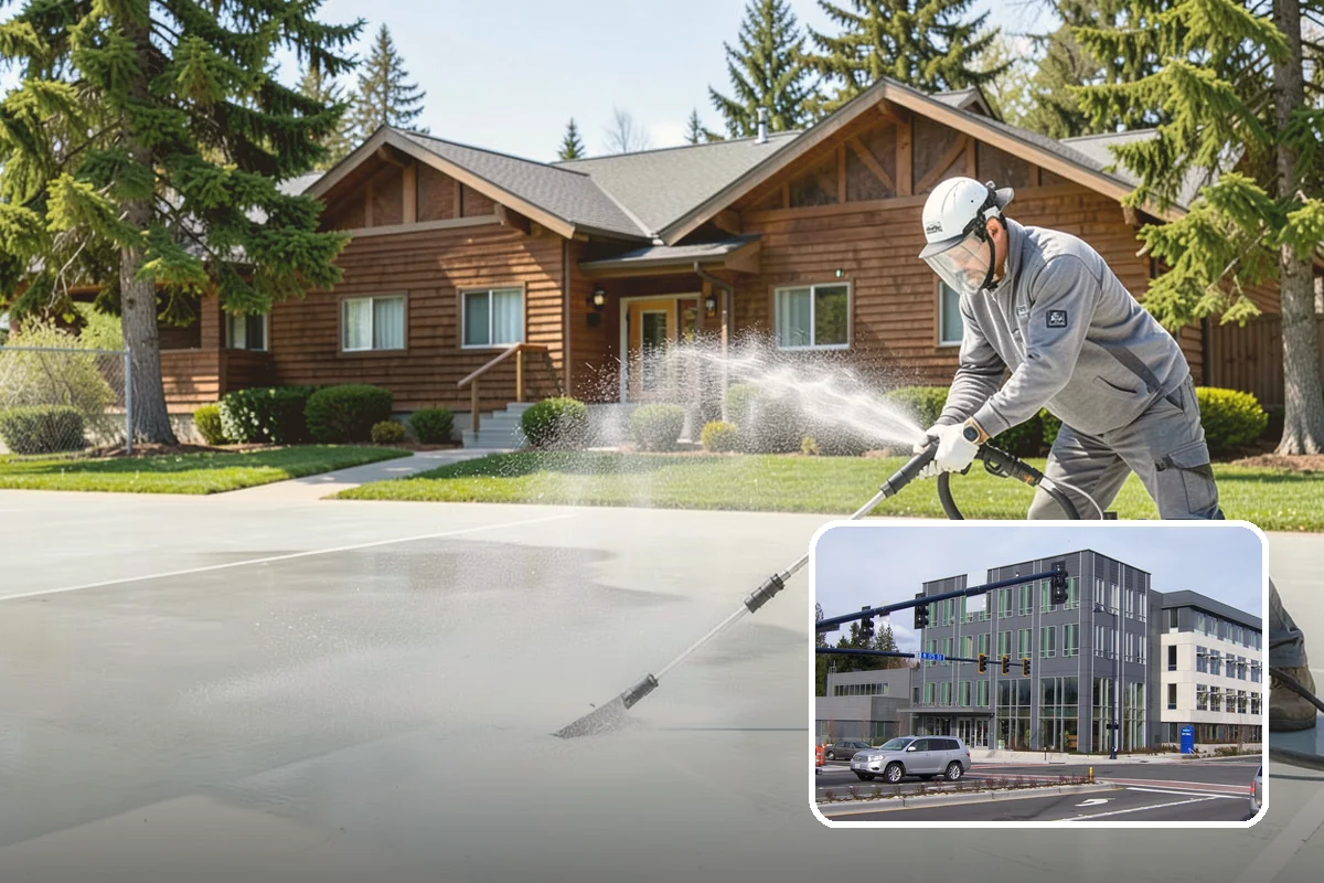 Breezeway Cleaning in Shoreline, King County, WA - Clears moss and slick film from the walkway floor