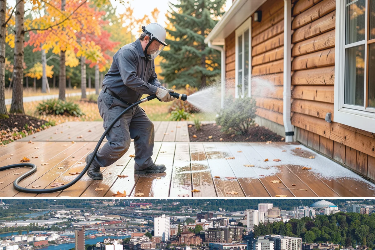 Breezeway Cleaning in Tacoma, Pierce County, WA - Wash breezeways in spring to clear winter moss and slick buildup before heavier warm-season foot traffic.