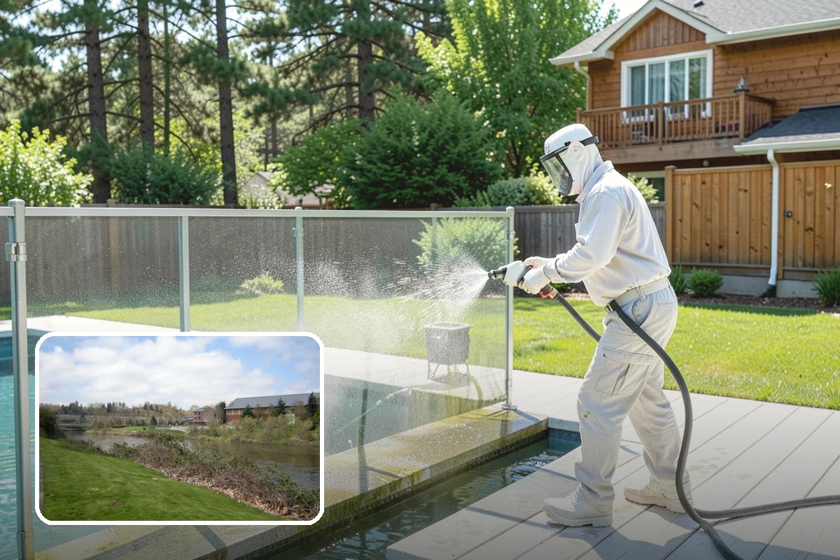 Breezeway Cleaning in Tukwila, King County, WA - Clears moss and slick film from the walkway floor