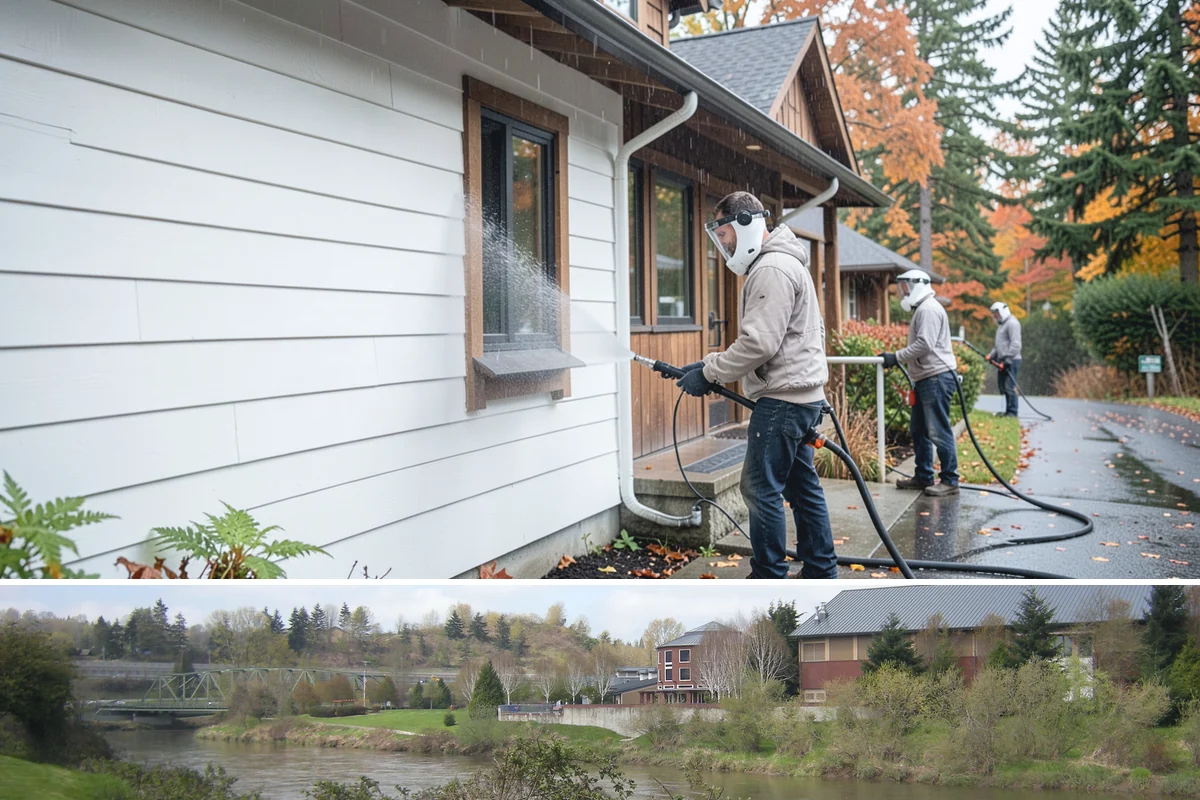 Breezeway Cleaning in Tukwila, King County, WA - Wash breezeways in spring to clear winter moss and slick buildup before heavier warm-season foot traffic.