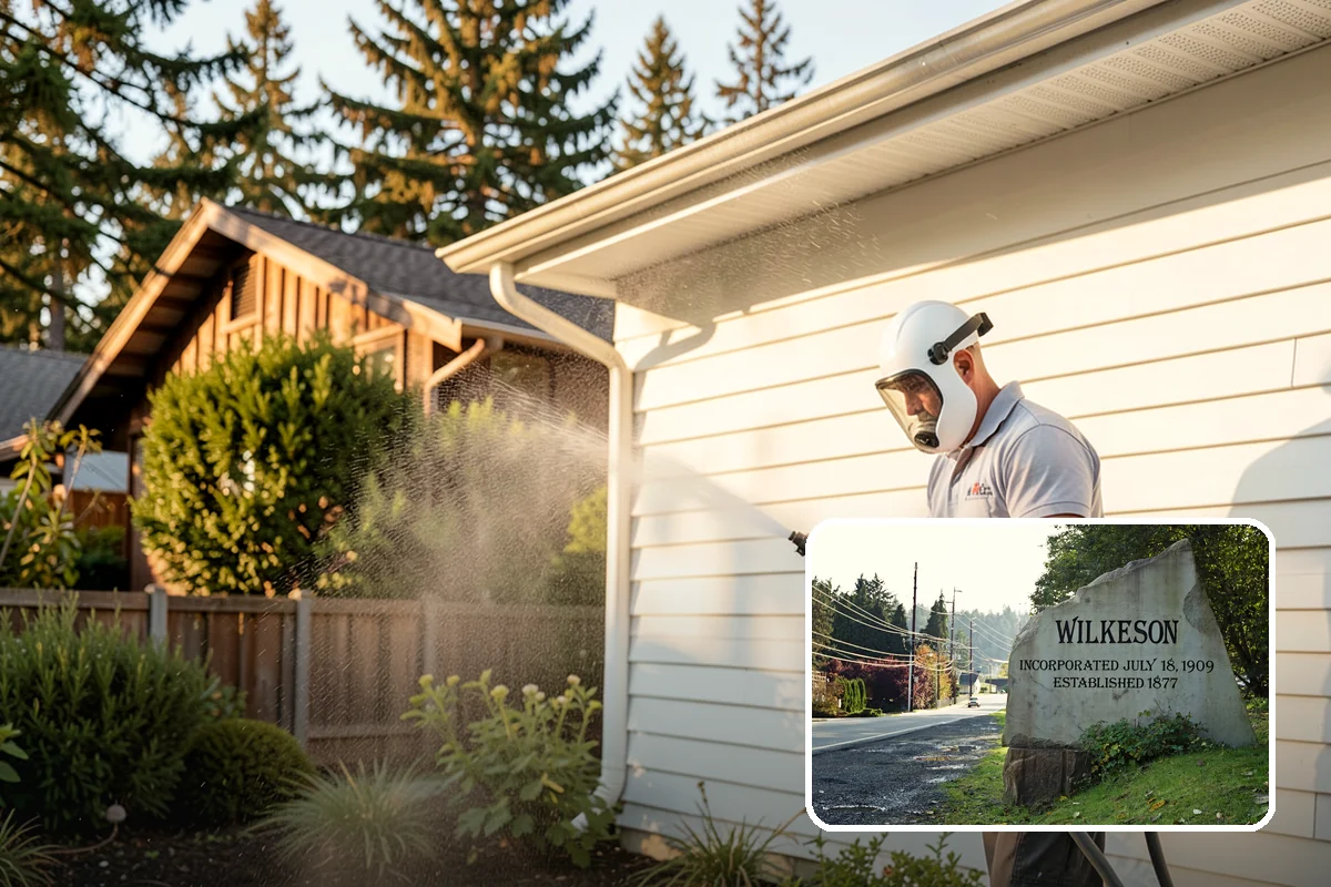 Breezeway Cleaning in Wilkeson, Pierce County, WA - Clears moss and slick film from the walkway floor