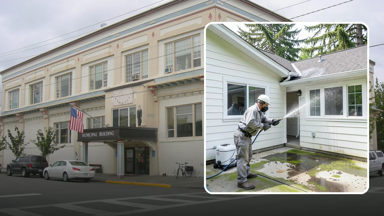 Brewery Exterior Cleaning in Anacortes, Skagit County, WA - Exterior cleaning for breweries and taprooms that clears spilled beer, grain residue, and Northwest algae from patios, loading...